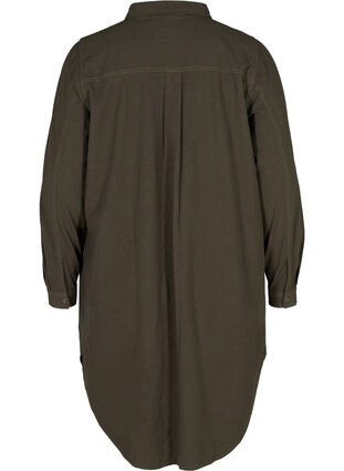 Chemise longue en coton avec poches à la poitrine, Khaki Green, Packshot image number 1
