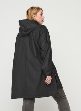 Manteau de pluie avec capuche et poches, Black, Model image number 1