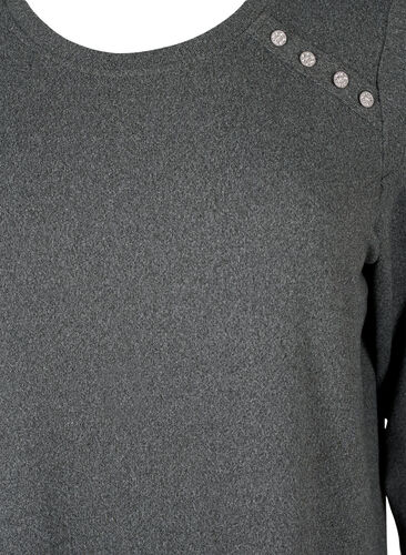Robe en jersey à manches longues avec boutons décoratifs, Dark Grey Melange, Packshot image number 2