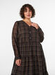 Gecontroleerde midi-jurk met een rok in lagen, Bruin, Model image number 2