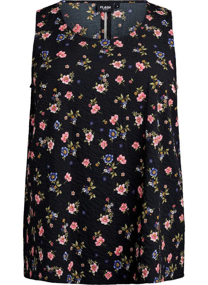 Mouwloze top met textuur, Zwart, Packshot image number 0