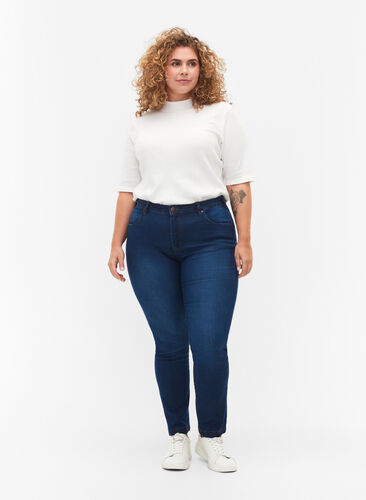 Jeans Emily Slim fit à taille régulière, Blue Denim, Model image number 0