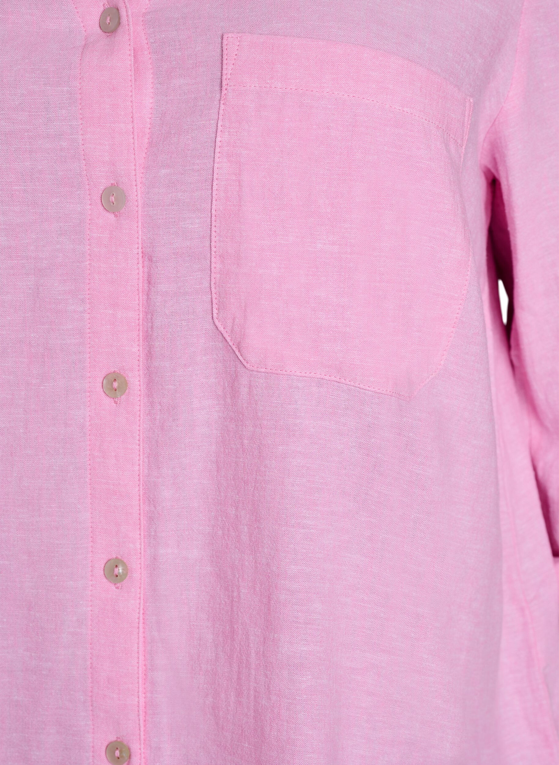 ZizziLinnen en viscose shirt met 3/4 mouwen, Roze, Packshot image number 2
