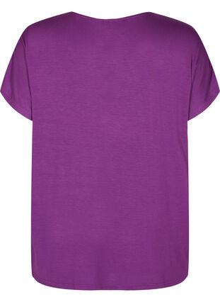 Viscose t-shirt met korte mouwen en bloemenprint, Grape Juice Flower, Packshot image number 1
