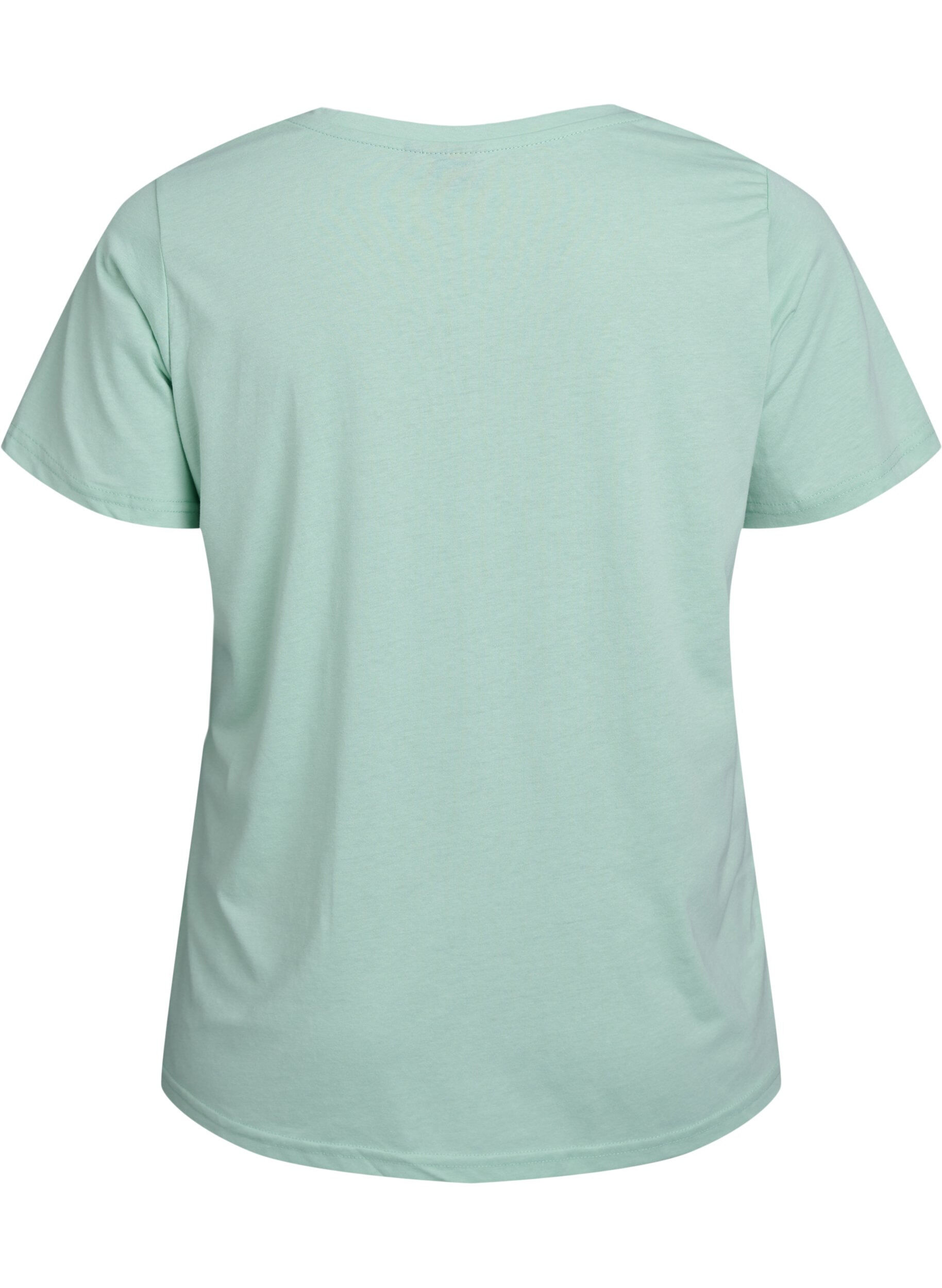 ZizziT-shirt met korte mouwen en V-hals, Groen, Packshot image number 1