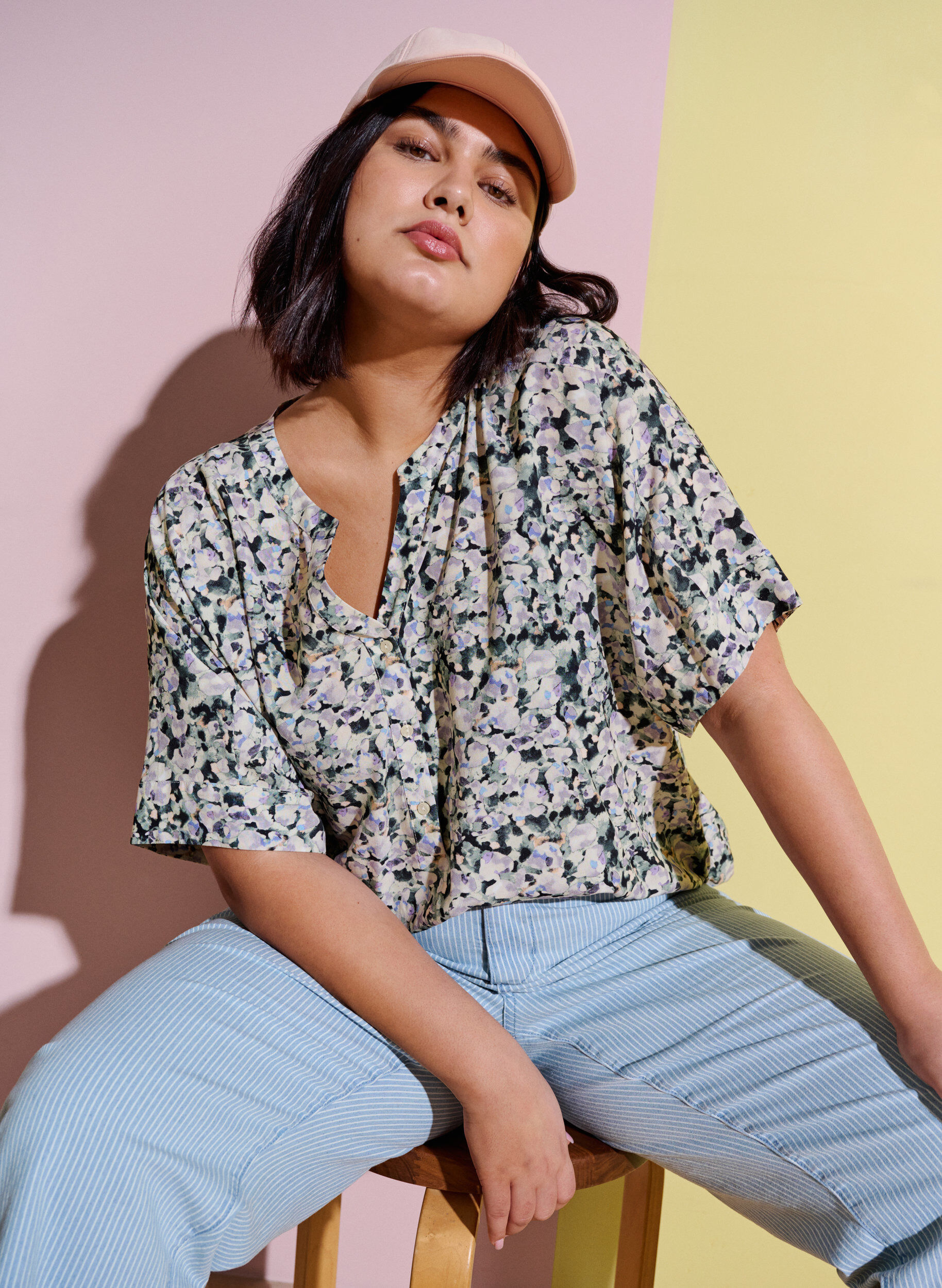 ZizziStraight jeans met enkellengte, Light Blue Stripe, Image image number 0