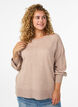 Breisel blouse met middennaad en raglan mouwen, Beige, Model image number 0