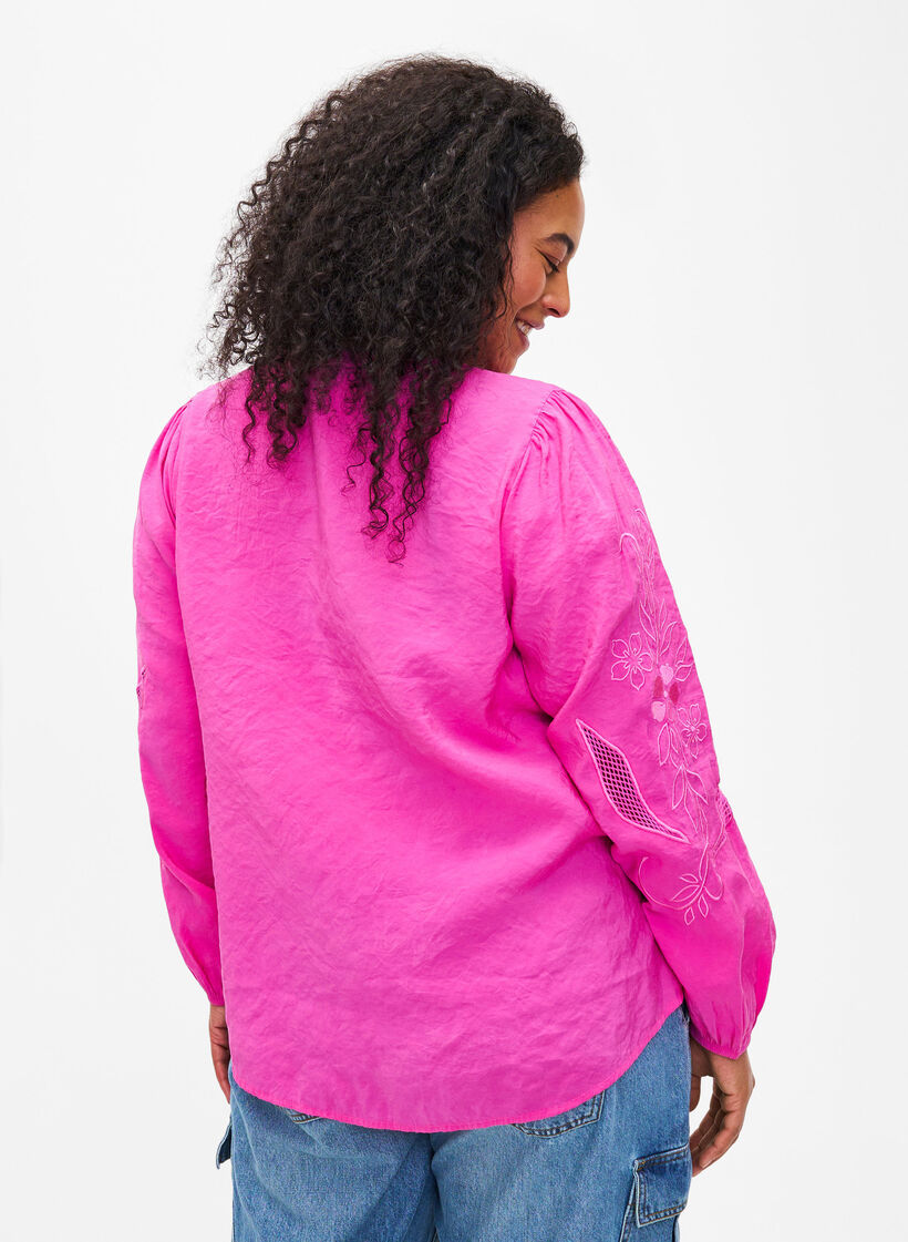 Chemisier en TENCEL™ Modal avec des broderies, Phlox Pink, Model image number 1
