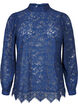 Kanten blouse met strikdetail, Estate Blue, Packshot image number 0