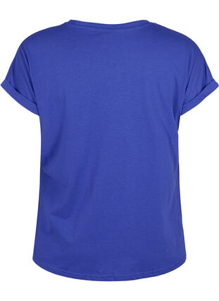 T-shirt met korte mouwen van katoenmix, Royal Blue, Packshot image number 1
