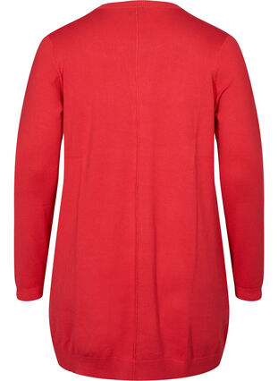Long cardigan tricoté dans un mélange de viscose, Poppy Red, Packshot image number 1