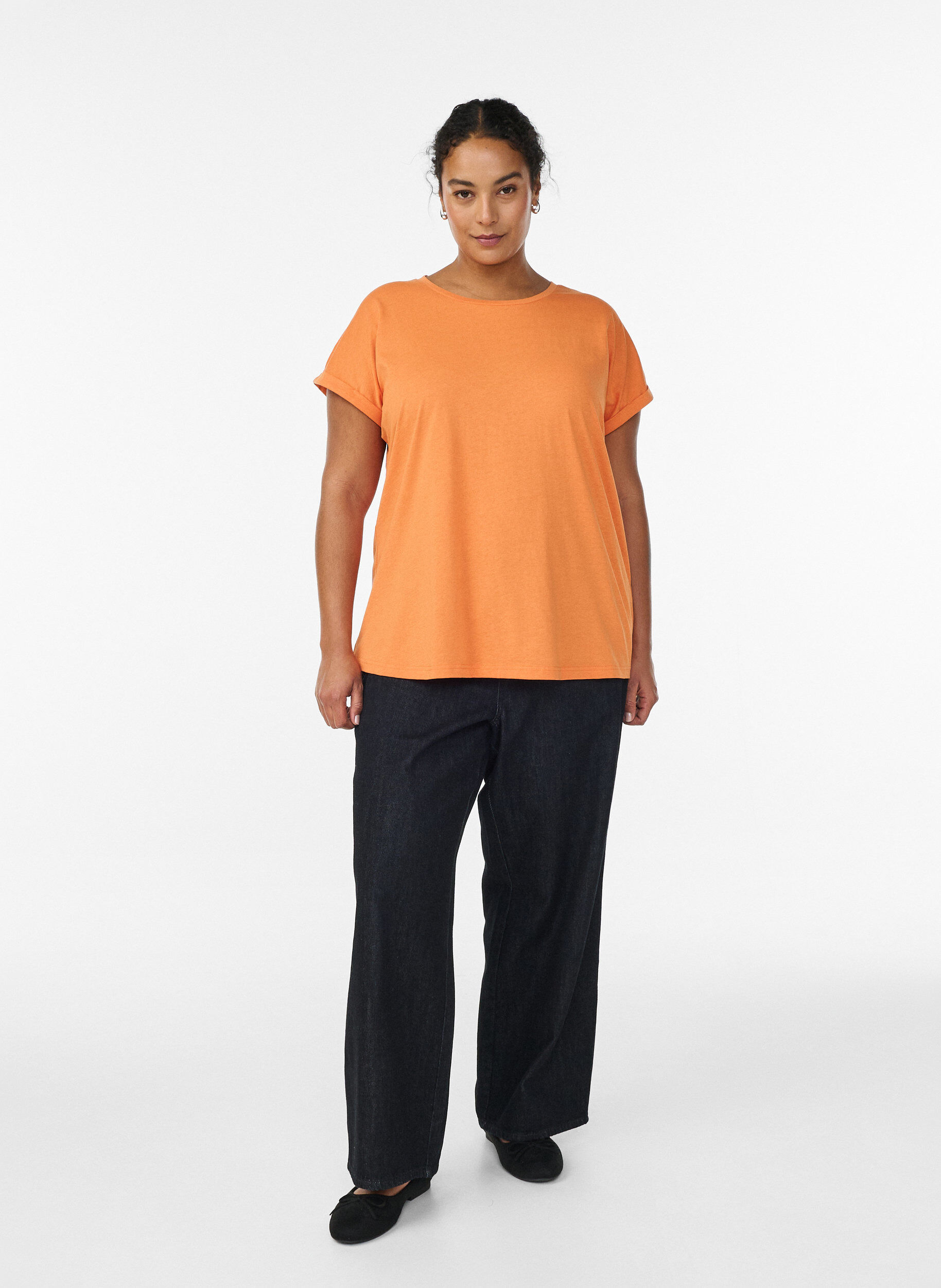 ZizziT-shirt &agrave; manches courtes en coton m&eacute;lang&eacute;, Orange, Model image number 1