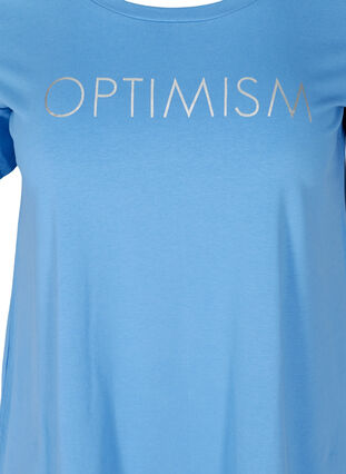 Katoenen t-shirt met korte mouwen en print, Ultramarine OPTIMISM, Packshot image number 2