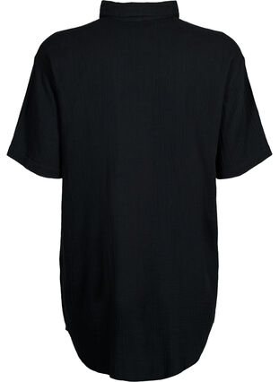 Shirt met korte mouwen en knopen, Black, Packshot image number 1