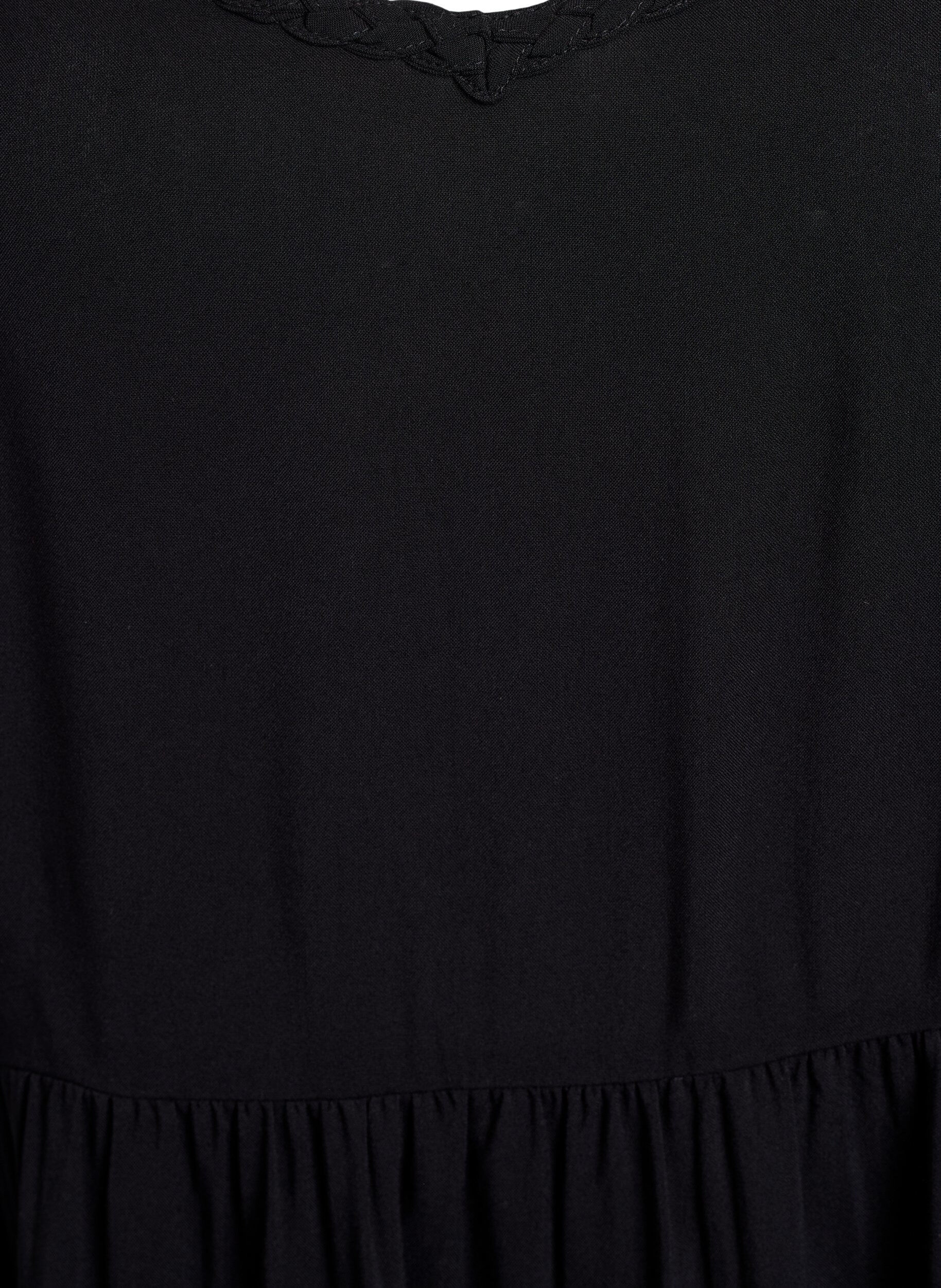 ZizziMidi-jurk met bandjes en gesmokte rug, Zwart, Packshot image number 2