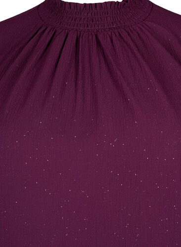FLASH - Blouse à manches longues scintillante avec smocks	, Purple w. Silver, Packshot image number 2