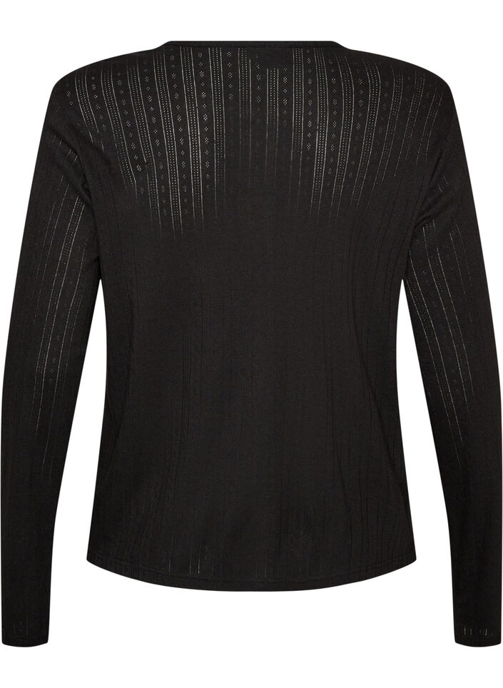 Cardigan en coton biologique avec broderie ajour&eacute;e, Noir, Packshot image number 1