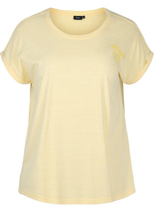 Gemêleerd t-shirt in katoen, Pale Banana Melange, Packshot image number 0