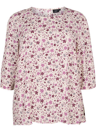Viscose blouse met bloemenprint, White Flower, Packshot image number 0