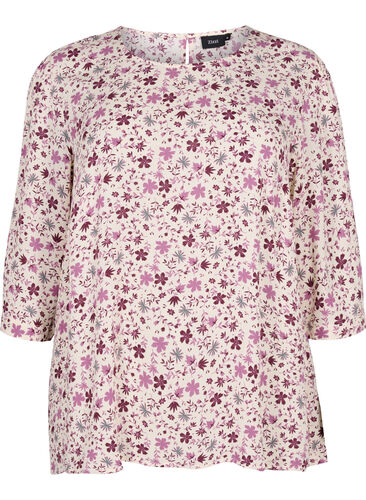 Viscose blouse met bloemenprint, White Flower, Packshot image number 0