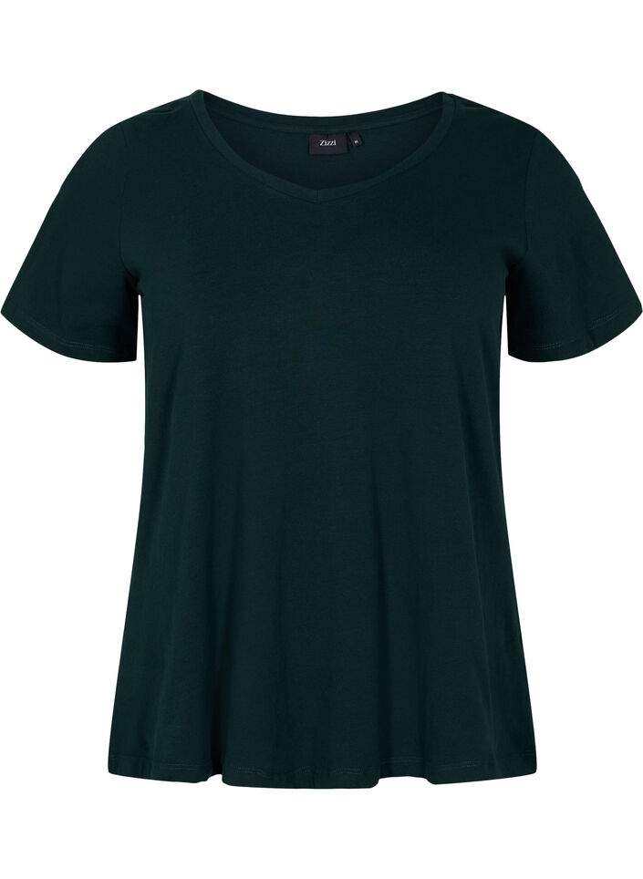 Basic t-shirt in effen kleur met katoen, Scarab, Packshot image number 0