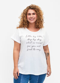 T-shirt imprimé en coton biologique, Bright White, Model