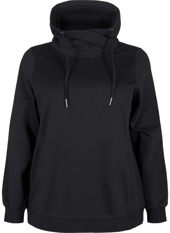 FLASH - Sweatshirt met hoge kraag, Black, Packshot image number 0
