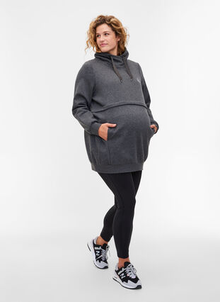 Pull de grossesse avec fonction allaitement, Dark Grey Melange, Model image number 3