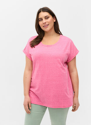 T-shirt chiné en coton, Fandango Pink Mél, Model image number 0