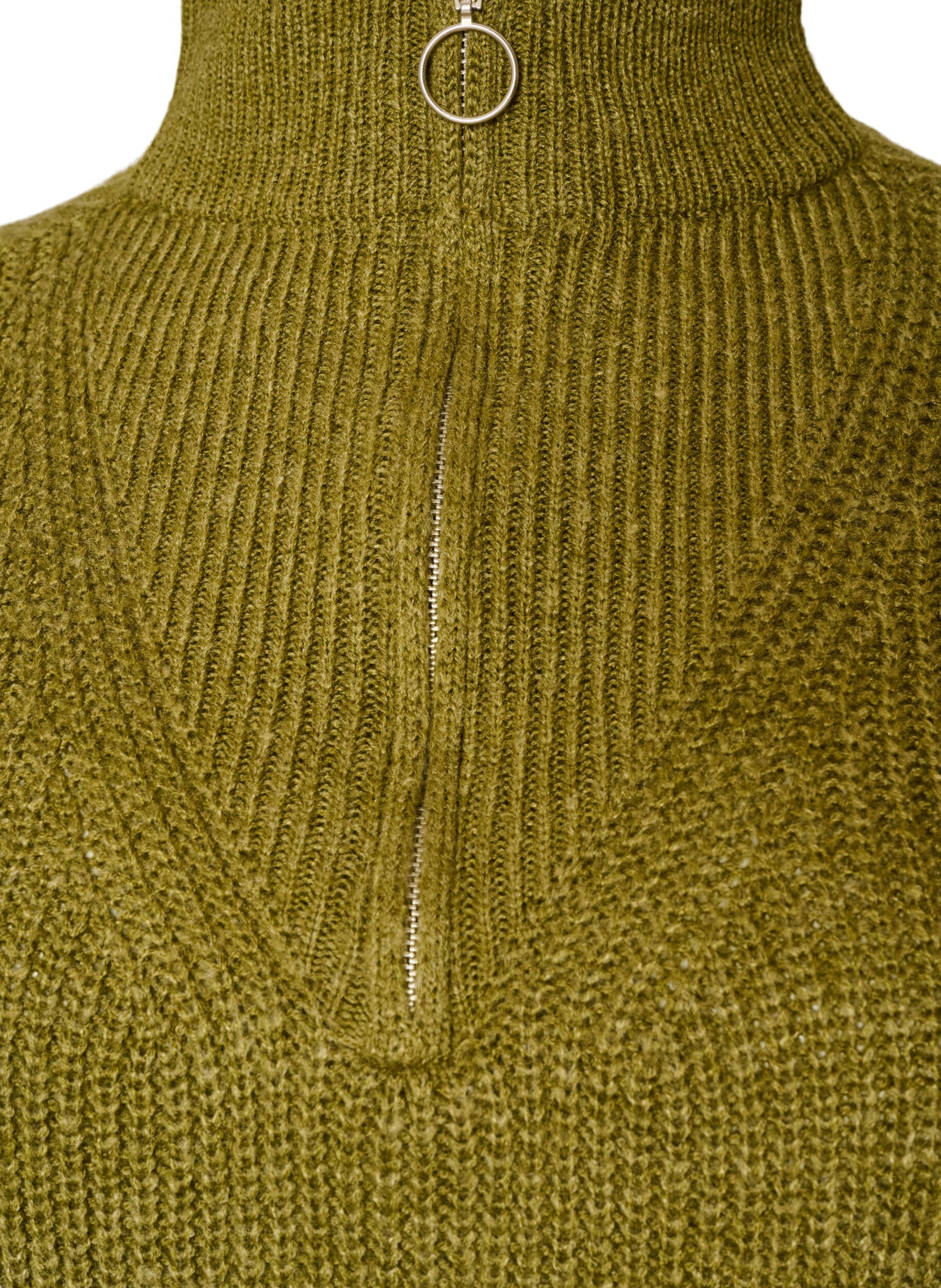 ZizziPull en tricot avec col haut et fermeture &eacute;clair, Vert, Packshot image number 2