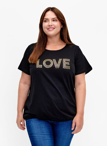 Katoenen T- shirt met print, Black W. Love, Model image number 0