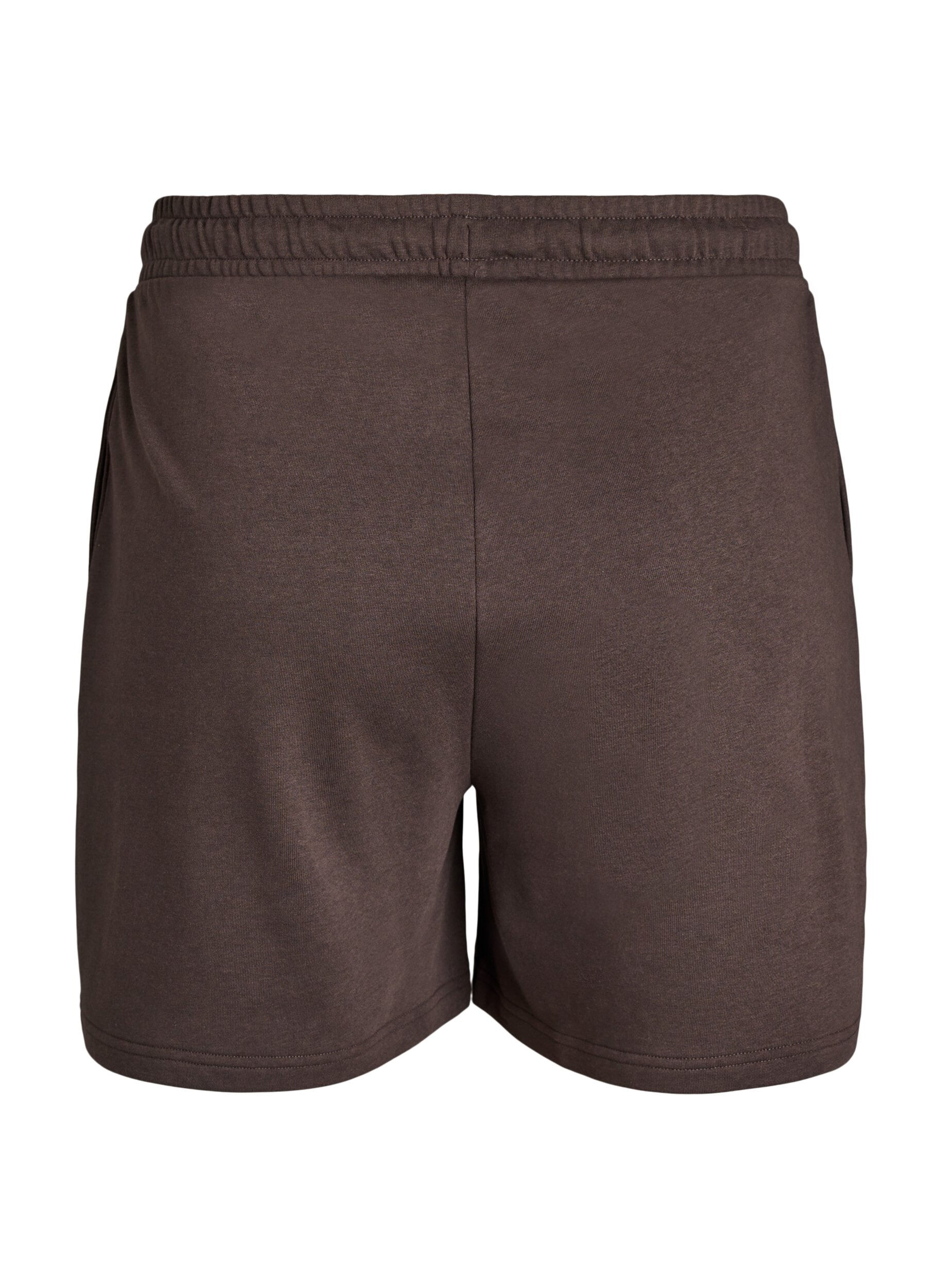 ZizziHigh-waist sweatshorts met zakken, Bruin, Packshot image number 1