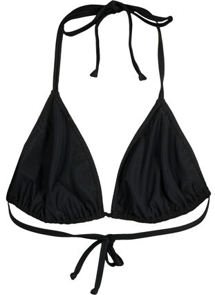 Soutien-gorge de bikini triangulaire avec structure en crêpe, Black, Packshot image number 1