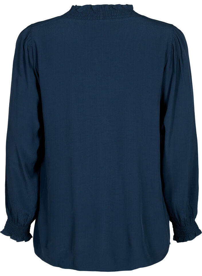 Blouse à manches longues en viscose, Total Eclipse, Packshot image number 1