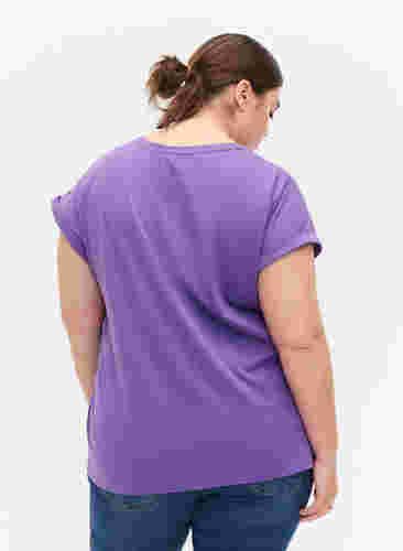 T-shirt met korte mouwen van katoenmix, Deep Lavender, Model image number 1