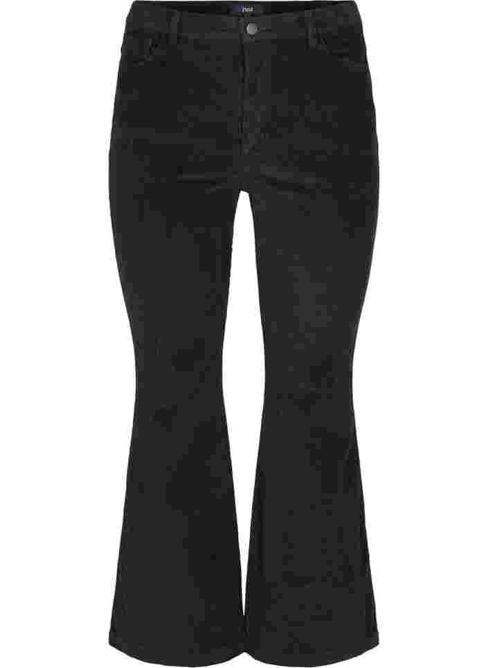 Pantalon en velours à coupe bootcut, Black, Packshot image number 0