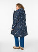 Gewatteerde winterjas met bloemenprint, Blauw, Model image number 2