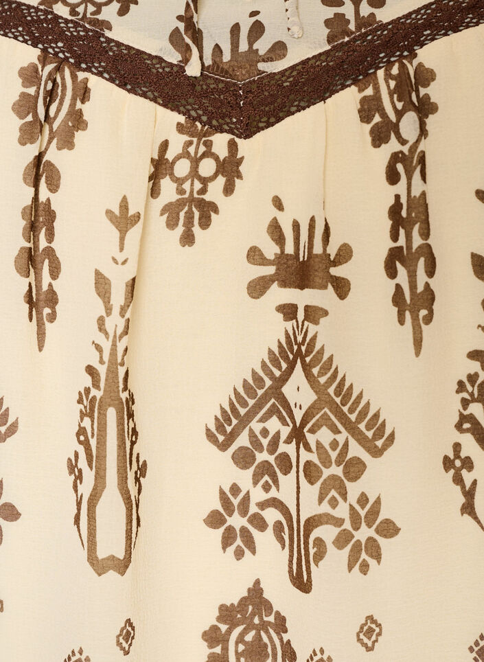 Blouse met patroon en gehaakte afwerking, Beige, Packshot image number 2