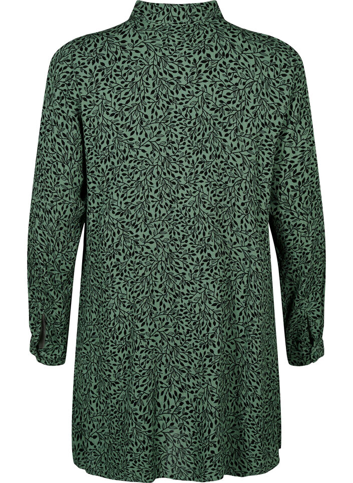 Lang viscose shirt met print, Green AOP, Packshot image number 1