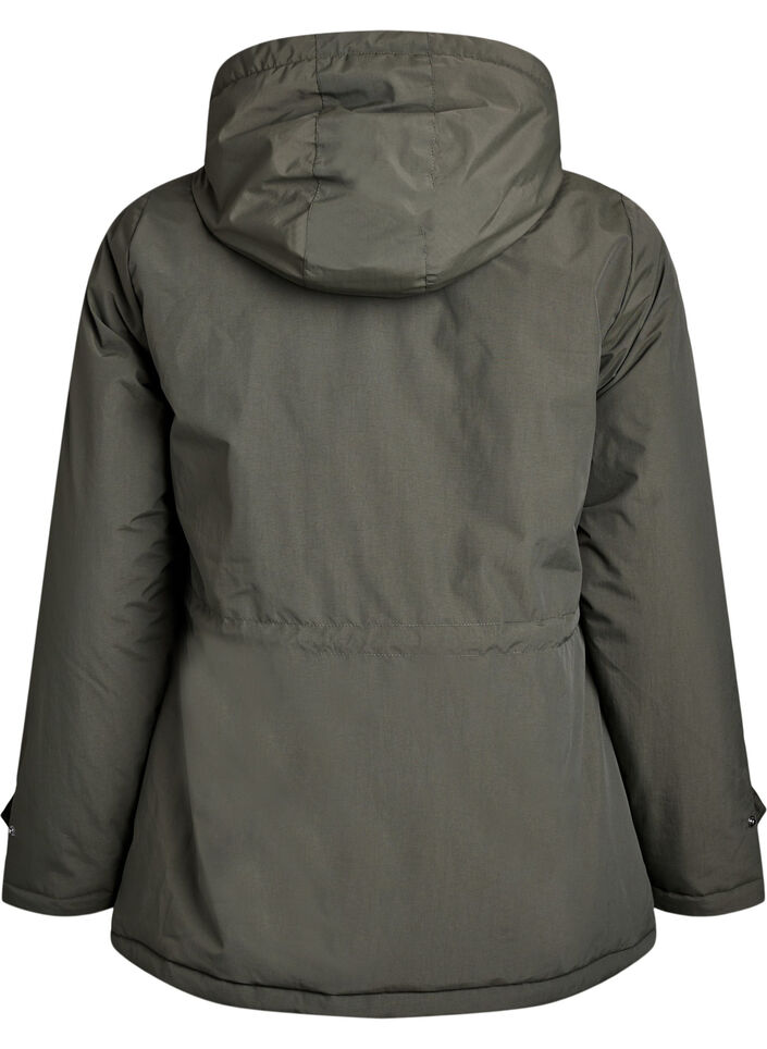 Lichtgewicht gewatteerde parka met teddy gevoerde capuchon, Groen, Packshot image number 1