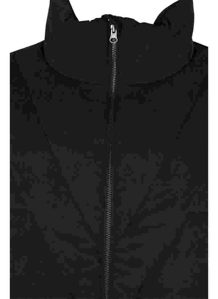 Korte winterjas met rits en hoge kraag, Black, Packshot image number 2