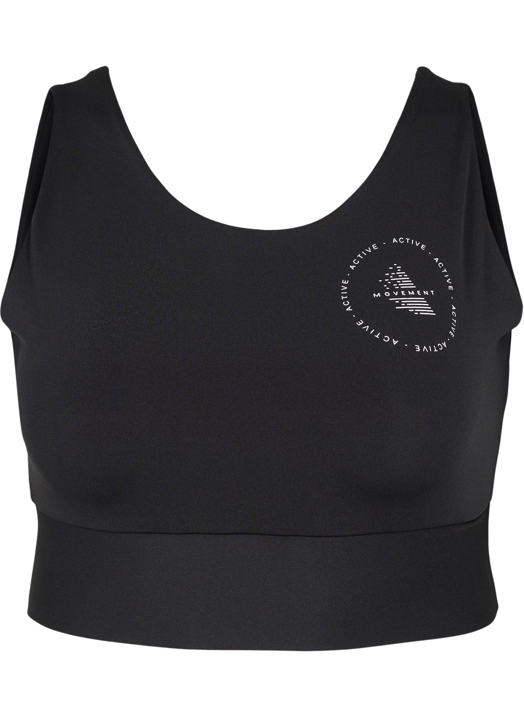 ZizziCORE, MID SUPPORT SPORTS BRA - Sportbeha in blokkleur met v-rug, Black, Packshot image number 0