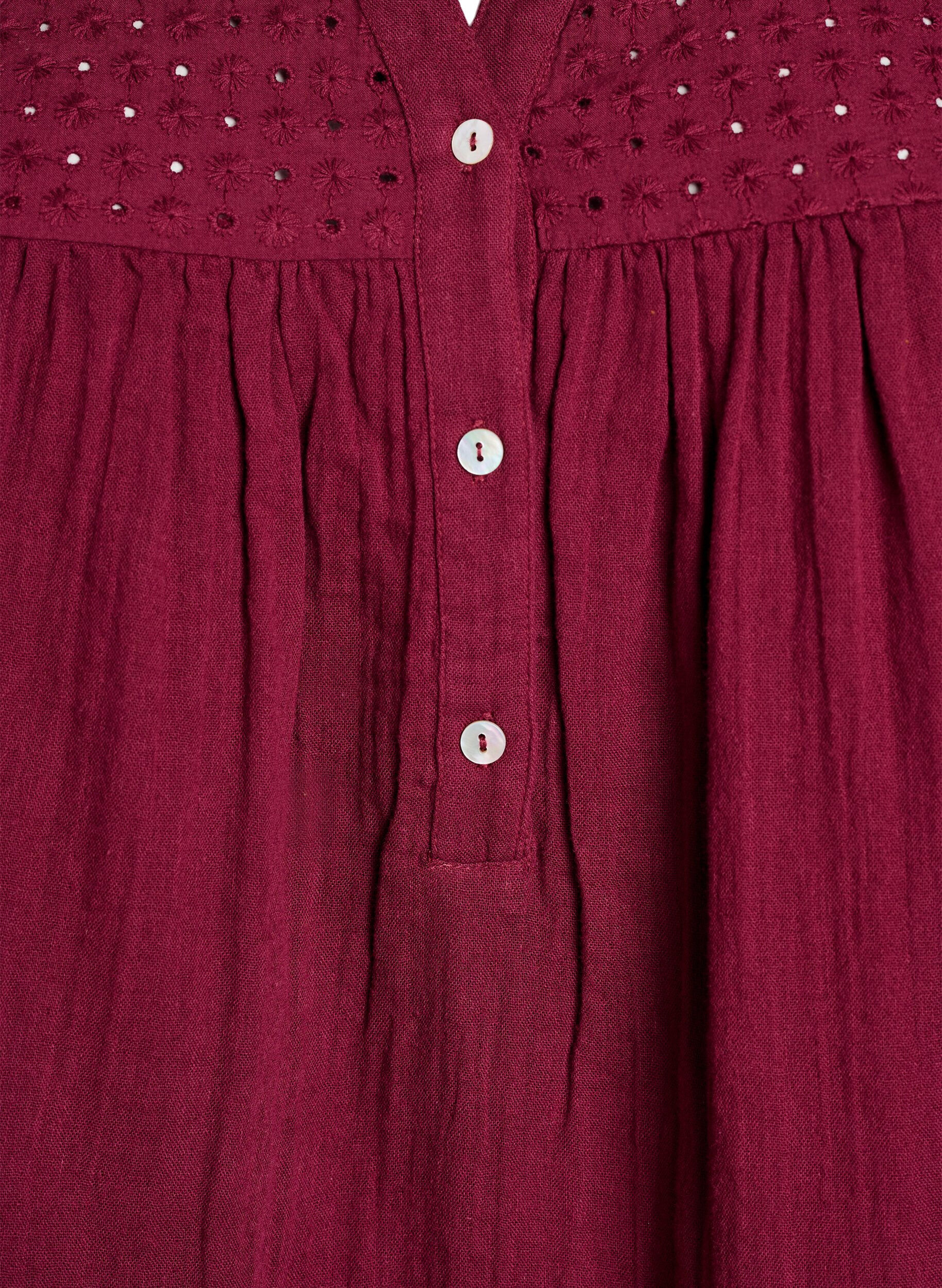 ZizziBlouse en mousseline de coton avec broderie anglaise, Bordeaux fonc&eacute;, Packshot image number 2