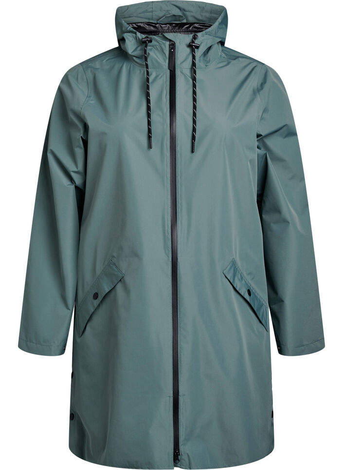 Veste de pluie avec poches et capuche, Vert fonc&eacute;, Packshot image number 0