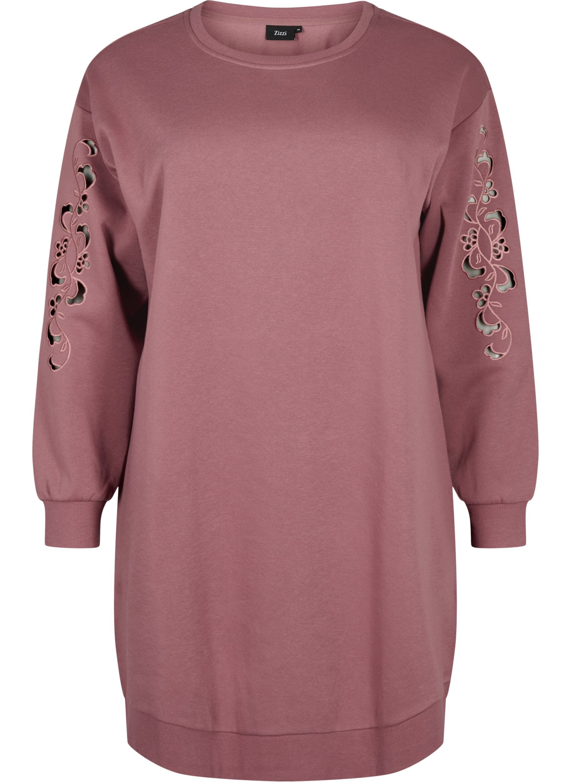 ZizziSweater-jurk met geborduurde details, Rose Brown, Packshot image number 0