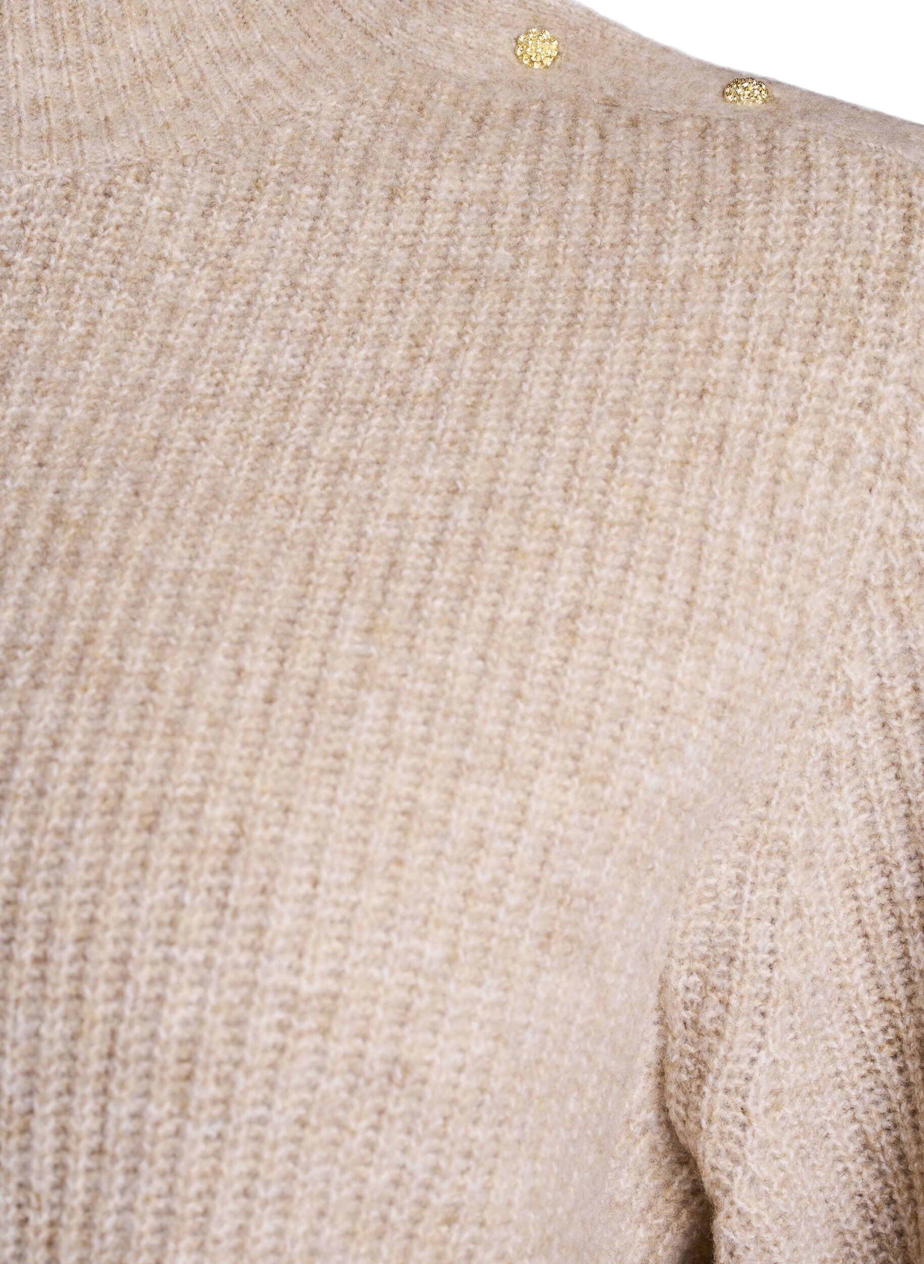 ZizziPull c&ocirc;tel&eacute; &agrave; manches bouffantes et boutons, Beige, Packshot image number 2