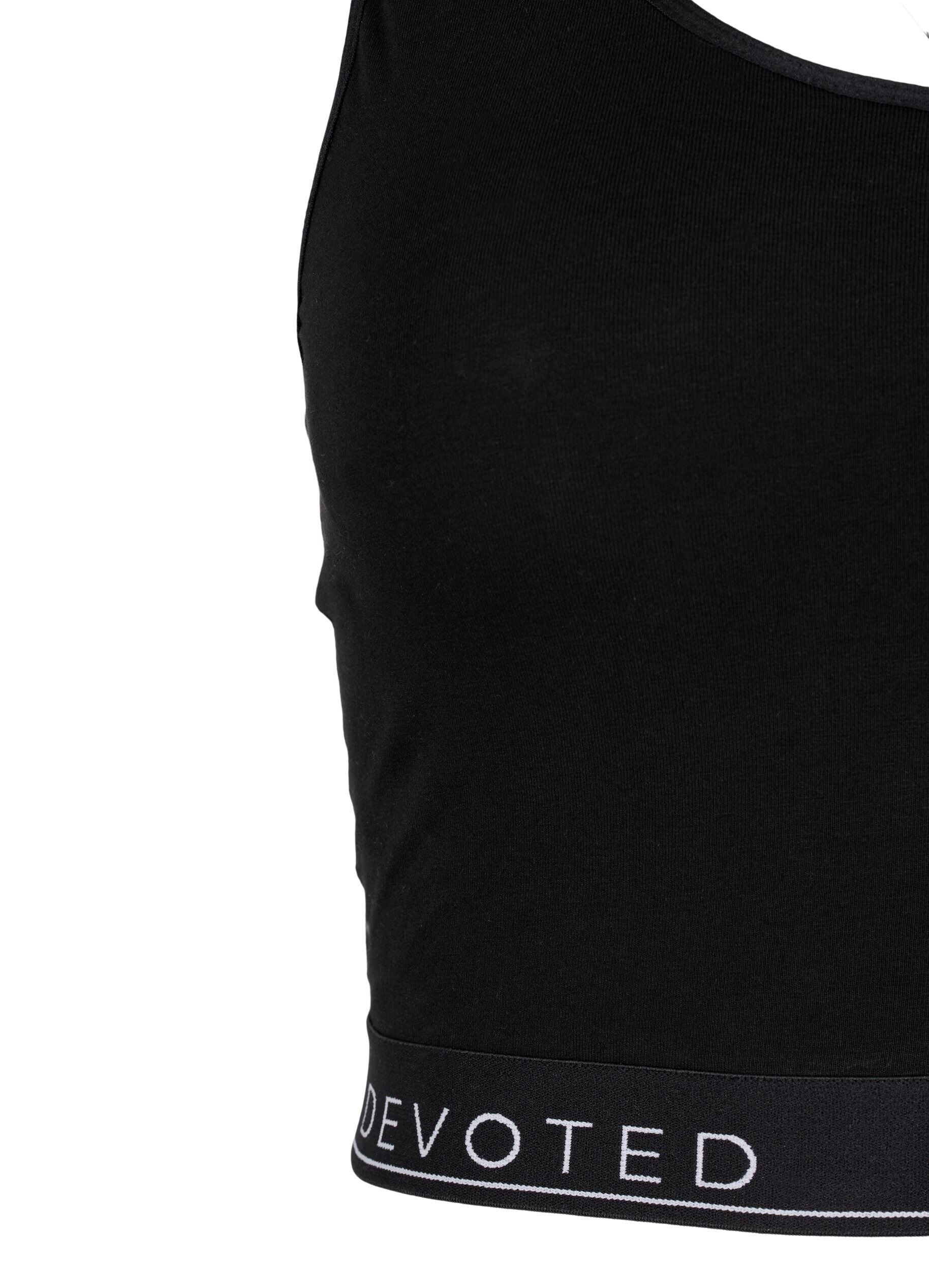 Zizzi Soutien-gorge en coton &agrave; encolure ronde, Black/Upper Font, Packshot image number 2