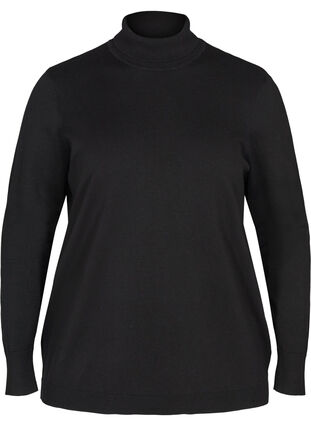 Gebreide blouse van viscose met hoge kraag, Black, Packshot image number 0