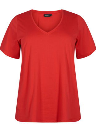 FLASH - T-shirt avec col en V, High Risk Red, Packshot image number 0