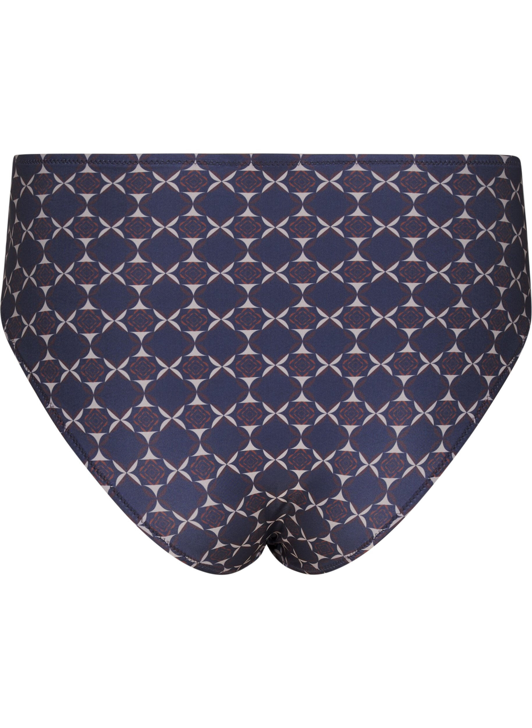 ZizziBikinislip met hoge taille en print, Blauw, Packshot image number 1